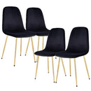Mid-Century Velvet Upholstered Chairs w/ Gold Legs (Black)