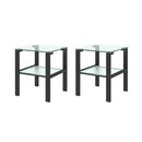 Two Layered Glass Small Corner Tea Table 2pc