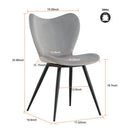 Grey Velvet Upholstered Dining Chair with Metal Legs 2pcs