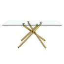 6-8 Seater with Glass Top & Golden Plated Single Legs