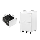 2 Drawers File Cabinet with Anti-Tilt Wheels & Lock (White)