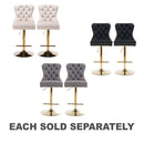 Adjustable Tufted Velvet Armless Bar Stools 2pcs