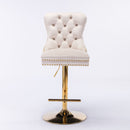 Taburetes de barra de brazo de terciopelo con mechones ajustables 2 piezas