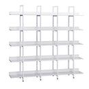 5-Tier Vintage Industrial Bookcase (White)