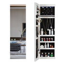 Full Body Mirror w/ Jewelry Case Cabinet & LED Light (White)