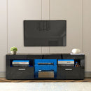 Modern TV High Gloss Organizing Cabinet w/ LED Light (Black)