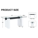 Modern Dining Glass Tabletop with Metal Legs (Black+White)