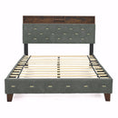 Full-Sized Bedframe with Upholstered Headboard (Grey)