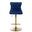 Tufted Velvet Armless Bar Stools w/ Gold Details 2pc