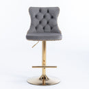Tufted Velvet Armless Bar Stools w/ Gold Details 2pc