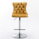 Tufted Velvet Armless Bar Stools w/ Chrome Details