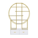 70.8-Inch Round Gold Frame Bookcase