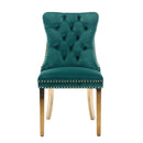 Tufted Velvet Chair with Stainless Golden Legs 2pcs
