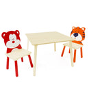 Animal Designed Kid's Wooden Table with 2 Chair Set