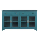 66" TV Storage Buffet Cabinet with Glass Door (Teal Blue)
