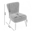 Armless Teddy Fabric Button Chair w/ Wooden Legs (Dark Grey)