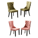 Tufted Velvet Chair with Wooden Legs 2pcs