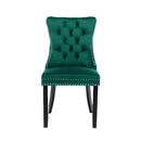 Tufted Velvet Chair with Wooden Legs 2pcs