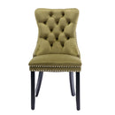 Tufted Velvet Chair with Wooden Legs 2pcs