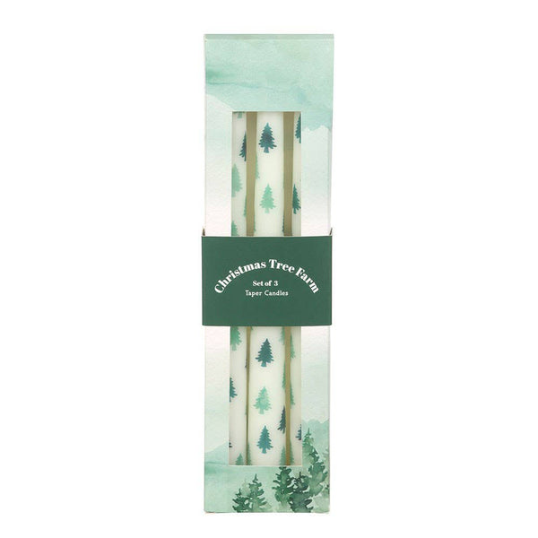 White Fir Tree Taper Candles (Set of 3)