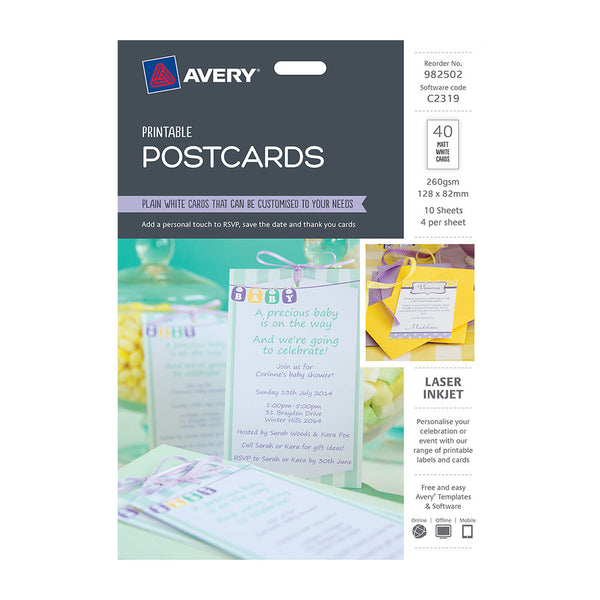 Avery Printable White Postcards 10pcs (128x82mm)