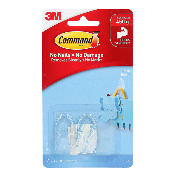 Command Small Clear Adhesive Hooks (Pack of 2)
