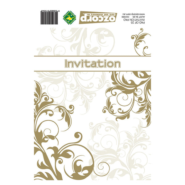 Ozcorp Invitation Pad with Linework 25pcs (Gold)