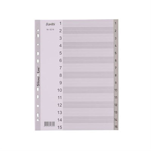 Bantex A4 1-15 Index Dividers (Grey)