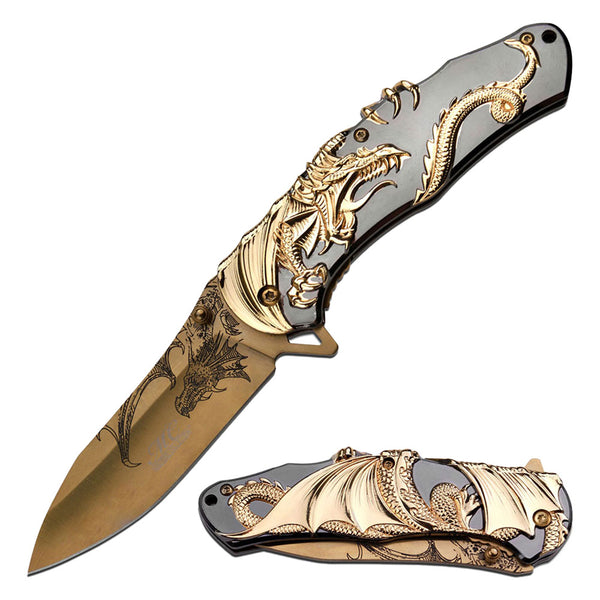 Masters Collection Gold Dragon Folding Knife