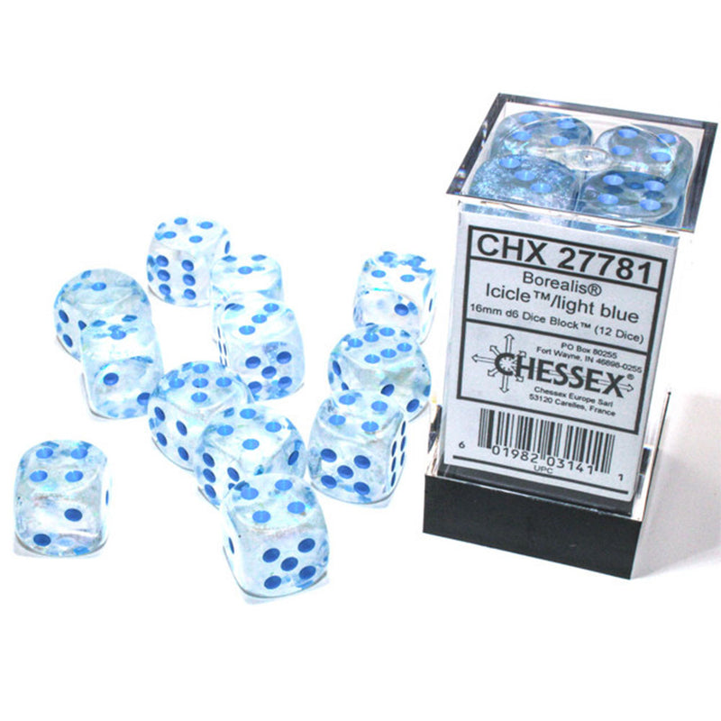  Bloque de dados luminosos Borealis Chessex D6 de 16 mm