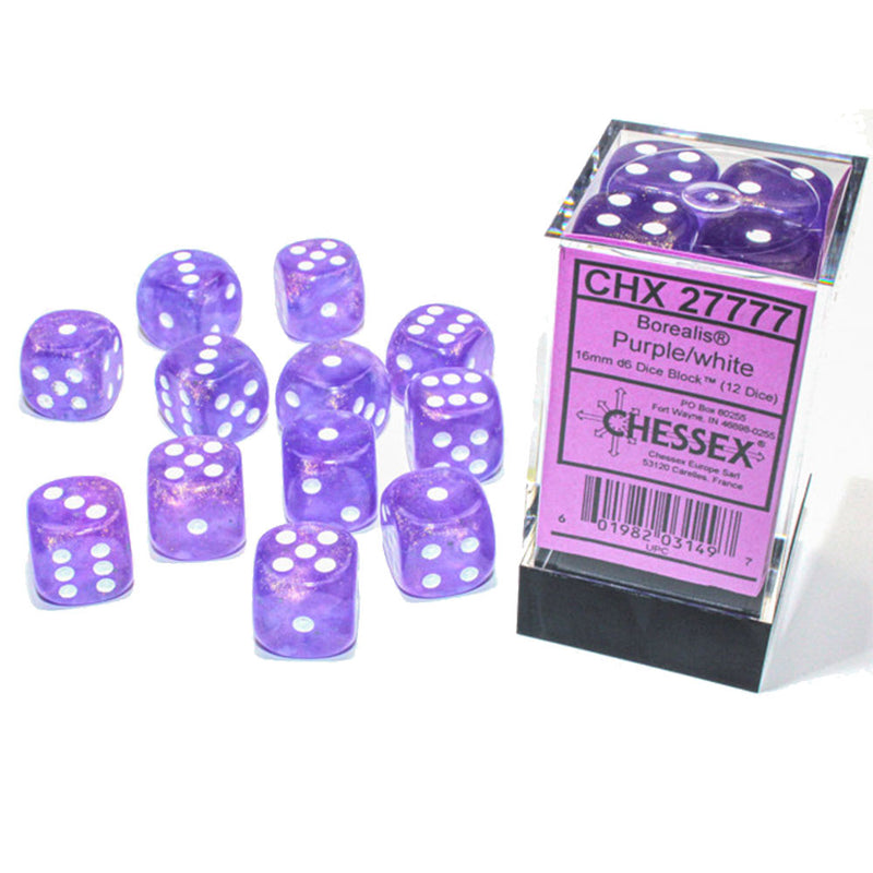  Bloque de dados luminosos Borealis Chessex D6 de 16 mm