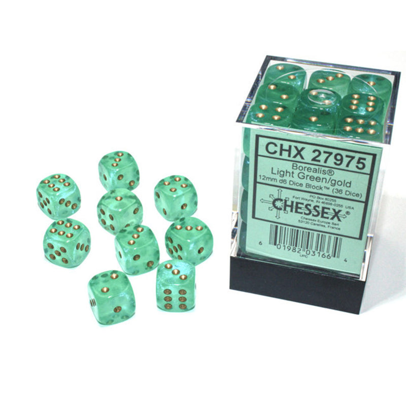  Bloque de dados luminosos Borealis Chessex D6 de 12 mm