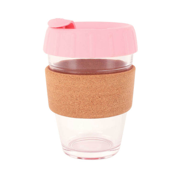 Double Walled Glass Cup with Silicone Lid Coco Palms 12cm