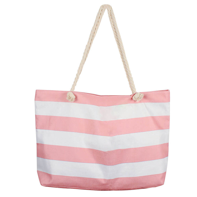  Bolsa de Playa Retro Rayas con Cremallera Interior (70x42x15cm)