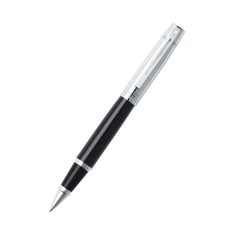 300 Glossy Black/Bright Chrome Cap Rollerball Pen