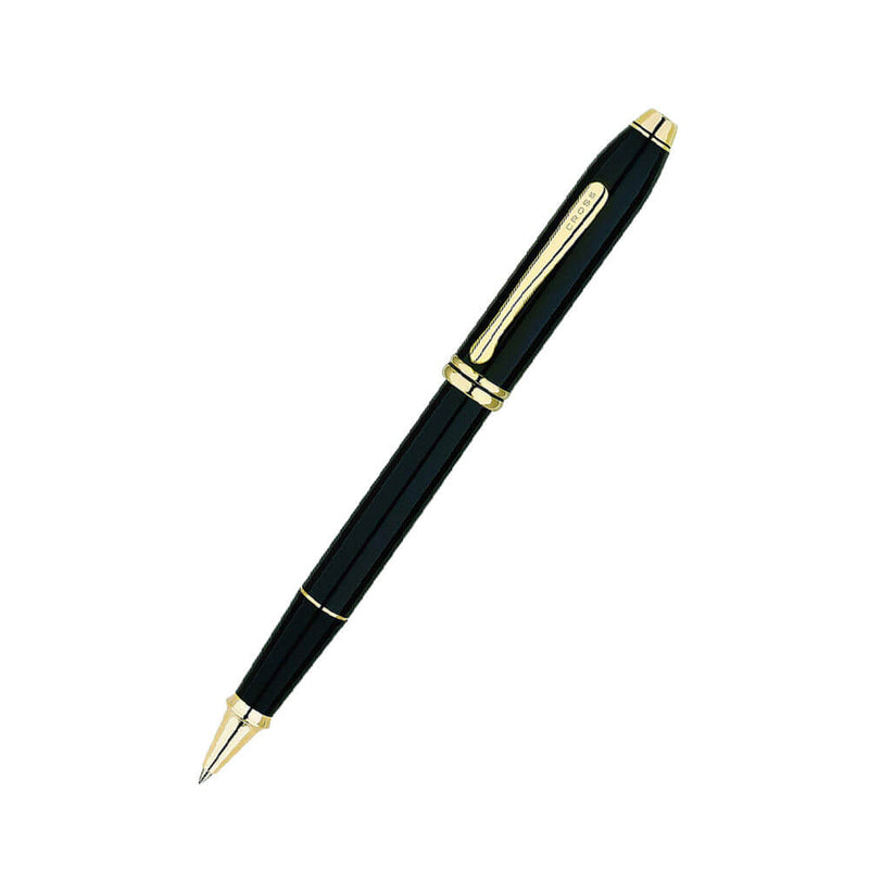  Bolígrafo Townsend lacado en negro chapado en oro de 23 quilates