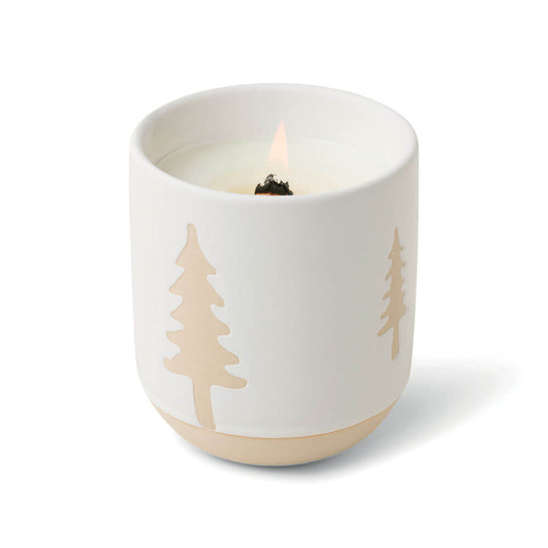 Cypress & Fir Candle with Wooden Wick 8.5oz (White Glaze)
