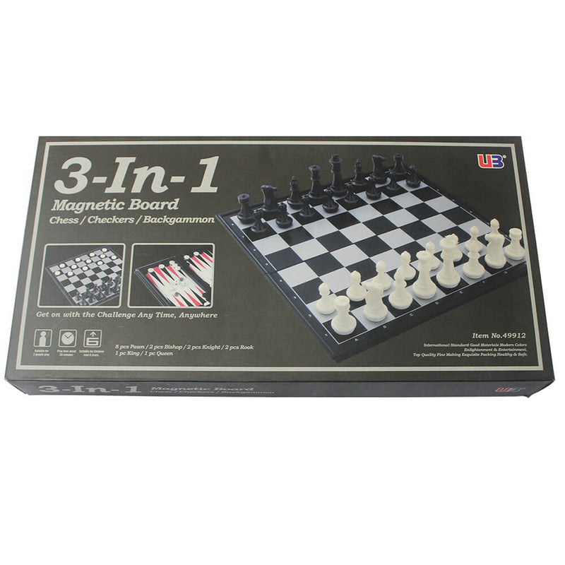 3-in-1 12.5'' Chess Checkers Backgammon