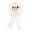 Birthday Rose Gold on White Rosette Badge