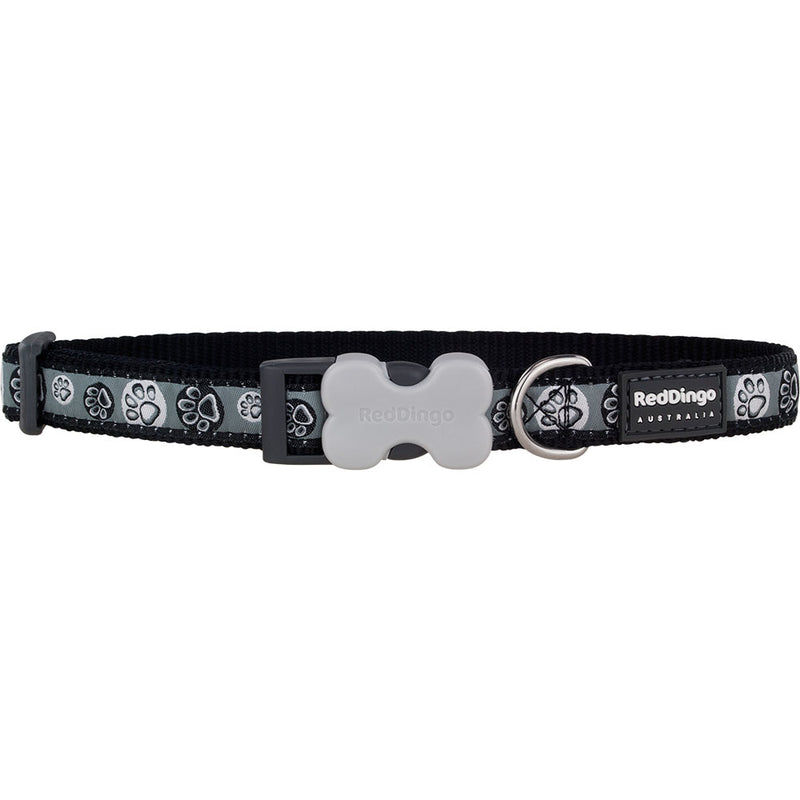  Collar para perro con diseño de impresiones de patas (negro)
