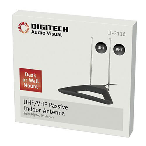 UHF/VHF Passive Indoor TV Rabbit Antenna Desk or Wall Mount