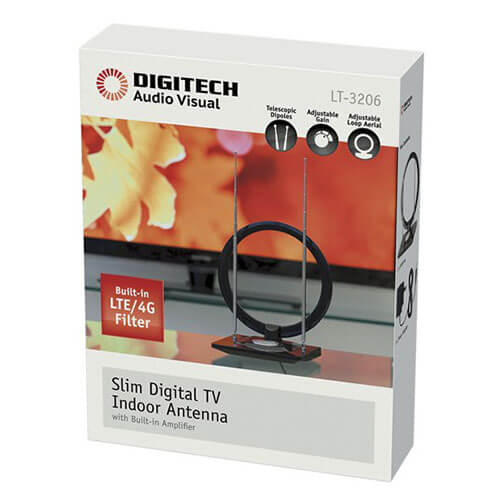 Slim Digital TV Indoor Antenna w/ Amplifier