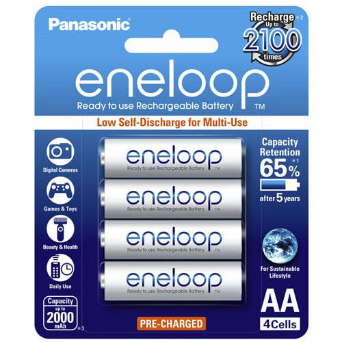 Panasonic Eneloop AA Battery Pack of 4 (Ni-MH 1.2V 2000mAH)