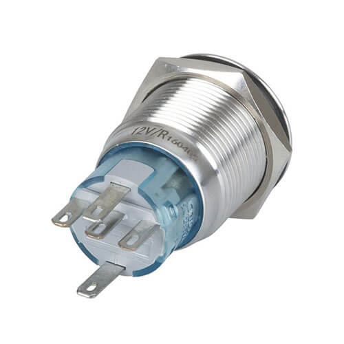 Blue Illuminated IP67 Metal Pushbutton SPDT Momentary Switch