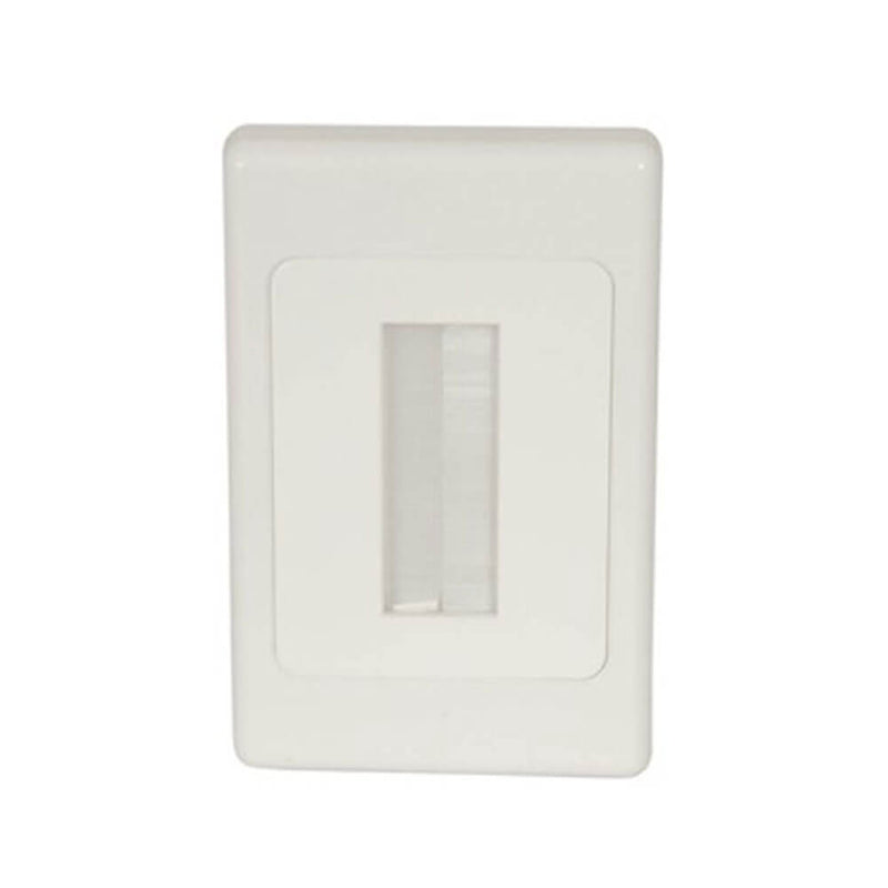  Placa de pared para entrada de cables con cepillo (blanco)