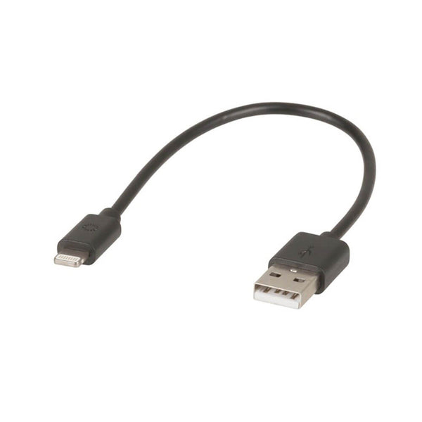 USB Type-A Plug to Lightning MFi Short Cable Black 150mm