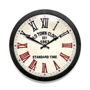 Old Town Stamped Iron Wood Frame Roman Wall Clock