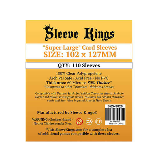 Board Game Sleeves 102mm x 127mm Super Large (110)