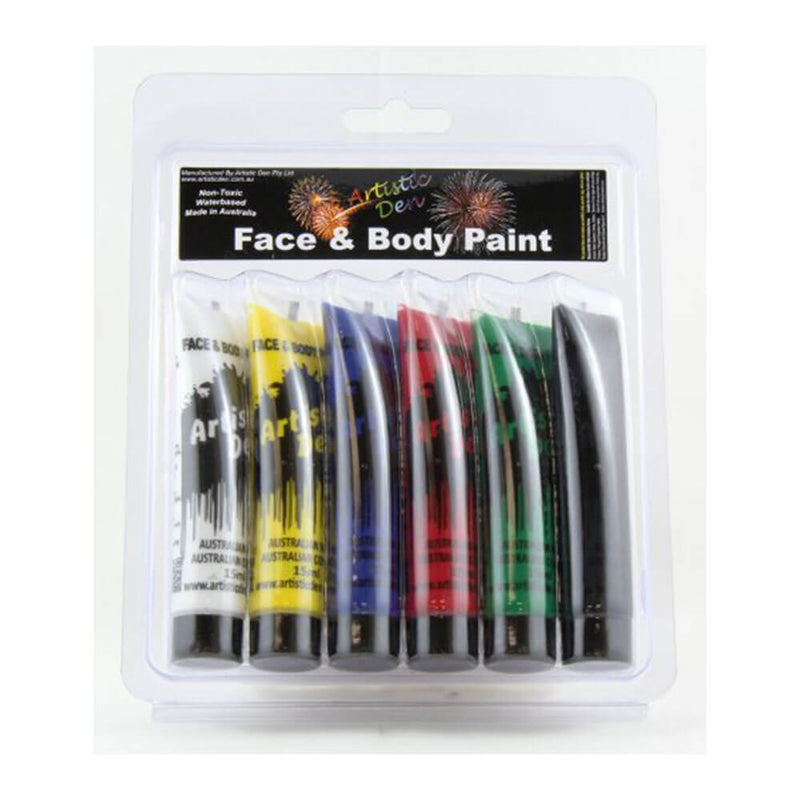 Alpen Face & Body Paint Starter Kit with Brush (6x15mL)