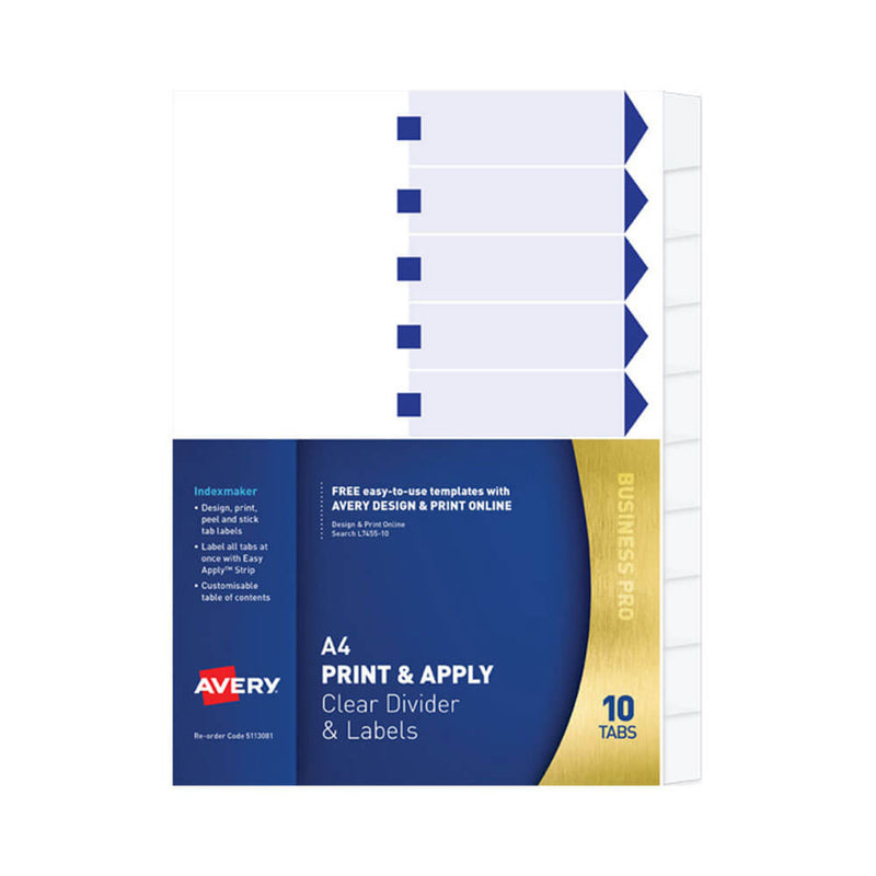 Avery Punched Indexmaker Dividers 10 Tab Extra Wide (A4)